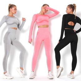 6 Colours Yoga Suit Tracksuit Women Gym Clothes SeamlYoga Set Sport Tops Clothing FitnSuit Sports Pants Yoga Leggings X0629