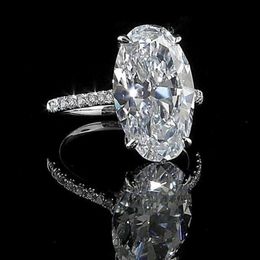 Fashion Exquisite 100% Original 925 Silver Diamond Rings For Women High Quality Luxury 4ct Oval Stone Wedding Jewelry Gift Cluster