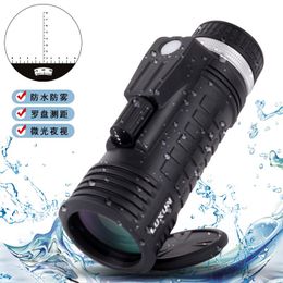 Telescope & Binoculars LUXUN 8x42 Monocular Built-in Compass Rangefinder BAK4 Prism Powerful Waterproof Hunting Monoculars