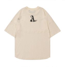 Men's T-Shirts Back letter LOGO off the shoulder loose men and women couples short-sleeved T-shirt tide brand