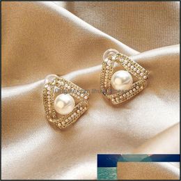 Stud Earrings Jewellery Korean Simple Geometry Fashion Temperament Sweet Pearl Flower Female Drop Delivery 2021 Hypkm
