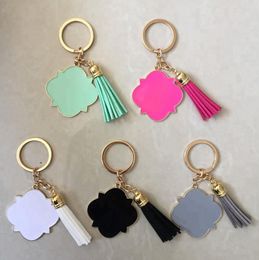 5cm Quatrefoil Tassel Keychain Favour Metal Monogrammed Keyring Outdoor Portable Key Pendant Festival Party Gifts