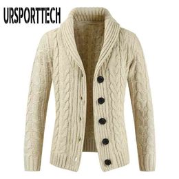 Cardigan Sweater Men Thick Slim Fit Sweater Coat Jumpers Knitwear High Quality Autumn Korean Style Casual Mens Sweaters 210813