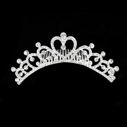 Woman Hair Jewelry Tiara (sier) Heart Shape Rhinestone Wedding Prom Bridal Crown Headdress Crystal Decor