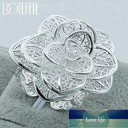 DOTEFFIL 925 Sterling Silver Rose Flower Open Ring Hollow Out Design Ring For Women Wedding Engagement Party Jewellery Factory price expert design Quality Latest