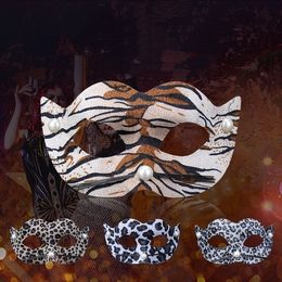 Party Masks 2021pvc leopard mask make up party Dance Halloween Mask Decorate 4 color 300pcs T2I52347