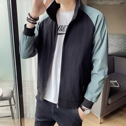 Spring Autumn Casual Jackets Men Fashion Splicing Slim Bomber Jacket Men Overcoat Waterproof Baseball Jackets Male Clothing 210527