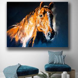 Wall Art Prints and Posters Abstract Horse Modern Canvas Painting Animal Pictures For Living-Room-Decor No Frame