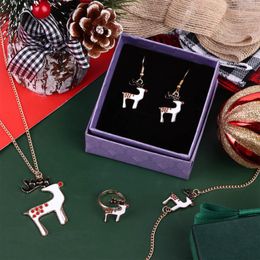 Earrings & Necklace 5PCS/Set Christmas Women Jewellery Set Santa Elk Bell Bracelet Decor Xmas Accessories Gift For Girl