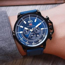 Watches Men Chronograph Sports Waterproof Leather Quartz Men's Watch Relogio Masculino Whatches Wristwatches