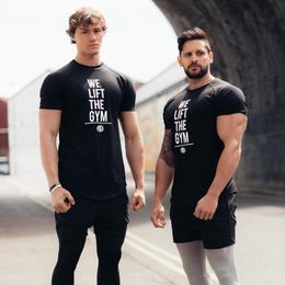 Brand Summer Mens Sportwear T Shirt Gyms Tshirt Bodybuilding Muscle Male Short T-Shirt Cotton Tee Tops Fitness Clothing 210421