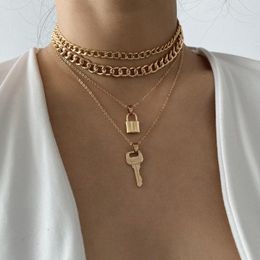 Key Lock Pendant Chokers Necklace Neck Gold chains Necklaces for women fashion Jewellery will and sandy