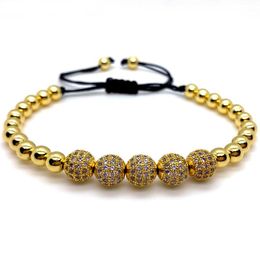 Charm Bracelets 8mm Disco Ball Bracelet Men 2021 Classic Luxury Gold Colour Braided Macrame Rope Bead For Women Jewellery Gift