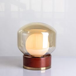 Nordic Glass Luxury Desk Lamp Simple Modern Copper Study Living Room Desktop Creative Decoration Bedside Table Lamps