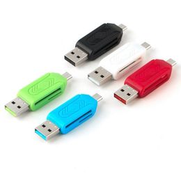 2021 2 in 1 USB OTG Card Reader Universal Micro USB OTG TF/SD Card Reader Phone Extension Headers Micro USB OTG Adapter