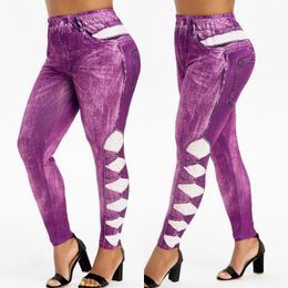 Women's Leggings Women Jeggings Imitation Jeans Printed Gym Stretch Sports Pencil Pants Plus Size Sweatpants Trousers