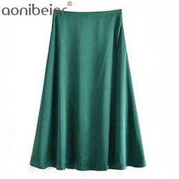 Women's Skirts Summer Casual Satin High Waist Maxi Female Side Zipper Long Skirt Ankle Length 210604
