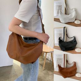 Women Solid Colour Purses Large Capacity Dumplings Messenger Bag Simple Cloud bag Soft Leather Pleated Clutch handbag Crossbody Bags