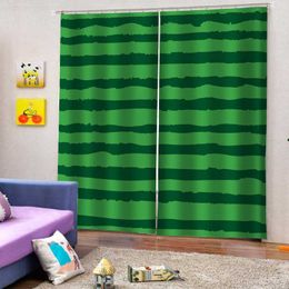 Home Decor 3D Curtain Drapes Green Stripe Curtains For Living Room Bedroom Modern El &