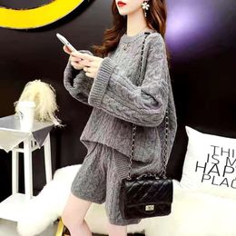 Loose Casual Fashion Sweater Suit 2020 Autumn And Winter New Round Neck Knitted Twist Two-piece Female Fashion Street X0428