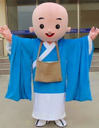 Mascot Costumes Childish Buddhist Monk Mascot Costume Cartoon Mascot Costume Adult Round Head Halloween Cosplay Party Costume