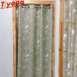 Curtain & Drapes 1PC Rings Chinese Style Birds Leaf Pattern Door Green Semi-blackout Plant Kitchen Partition Way Window *VT