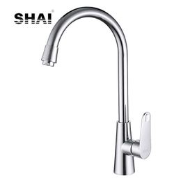 SHAI Chrome Finish Kitchen Faucet & Cold Water Tap 360 Degree Rotation Torneira Cozinha Mixer Brass Ontology Angle SH3208 210724