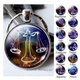 12 Constellations Keychain Constellation Key Rings Zodiac Sign Key Chain Pendant Jewellery Libra Aries Leo Fashion Birthday Gift G1019