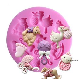 NEW8*8*1cm 3D Baby Horse Bear Silicone Cake Mould Turn Sugar Cake Mould Cupcake Jelly Candy Chocolate Decoration RRB11565