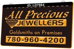 LD7984 All Precious Jewellers Goldsmiths on Premises Light Sign 3D Engraving