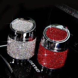 Bling Car Ashtray White Red Back Pink Diamond Metal Multi-Purpose Universal Supplies Home Use