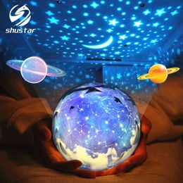 Star Night Light Sky Magic Star Moon Planet Projector Lamp Cosmos Universe Luminaria Baby Nursery Light For Birthday Gift Y0910