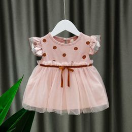 Cute Baby Girl Summer Dress for Baby Girls Clothes Dot Princess Newborn Dresses 1years Birthday Party Dress Infant Clothing Q0716