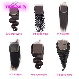 Straight Body Wave Indian Raw Virgin Human Hair Six By Six Lace Closure With Baby Hair Products 10-24inch Natural Color