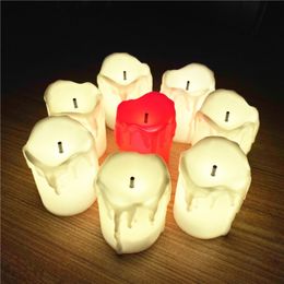 Halloween Black Candlewick Electronic Candle Creamy White Red LED Plastic Shed Tears BirthdayCandles Light Hallowmas Decorations BH4909 TYJ