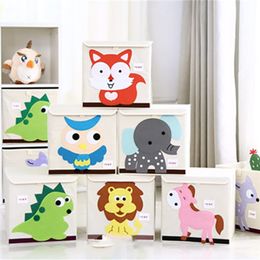 3D Embroider Cartoon Animal Storage Box for Kid Toy Organiser Drawer Underwear Book es Holder 210423