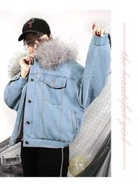 Velvet Denim Jacket Short Thick Ladies Winter Coat Women Hooded Fur Collar Jackets Casual Snow Warm Lambs Wool Streetwear