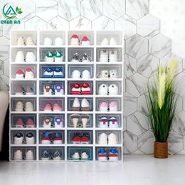Caixas de armazenamento 6 pçs / set Sapato Organizador Gaveta Transparente Caixa de Plástico Retângulo PP Espessado Sapatos
