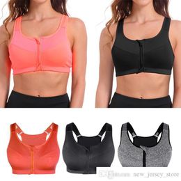 Own Brand Sports Bra Women Zipper Push Up Bra Fitness Top Athletic Running Padded Gym Tops