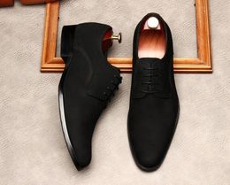 Suede Oxford Shoes For Men Casual Genuine Leather Dress Shoes Lace Up Formal Wedding Business Black Coffee Colour Party Shoe Men