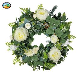 Decorative Flowers & Wreaths Artificial Lucky Topiary Wreath Home Door Decor Greenery Wedding Event Artifical Plants Garland Spring Sum