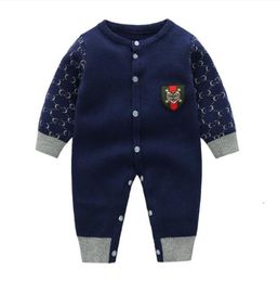 Autumn Winter Baby Brand Long Sleeve Rompers Sweaters Toddler Knitted Letters Printed Jumpsuits Newborn Onesies Infant Kids Clothes Babies Clothing