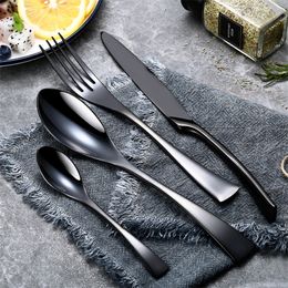 24Pcs/set Stainless Steel Black Cutlery Set 20Pcs/set Dinnerware Tableware Silverware Sets Dinner Knife and Fork Drop Shipping 210317