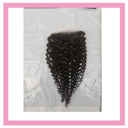 Peruvian Human Hair 5X5 Lace Closure Middle Three Free Part Kinky Curly Top Closures Natural Colour Curlys 10-26inch
