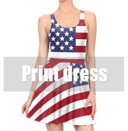 Realfine Summer Dress TLY1141 Independence Day Fashion Sleeveless Printing Casual Dresses For Women Size S-XL