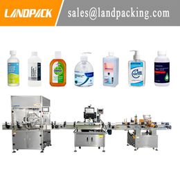 Landpack Industrial Equipment Full Automatic Liquid Bottle Filling Capping and Labelling Machine