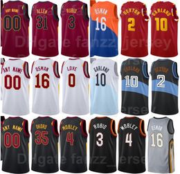 Screen Printed Basketball Isaac Okoro Jersey 35 Dean Wade 32 Caris LeVert 3 Rajon Rondo 1 Lauri Markkanen 24 Kevin Love 0 Man Woman Youth Red White Team Colours