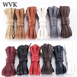 1 Pair Shoelaces 0.8CM Waxed Cotton Width Flat Waterproof Shoe laces Unisex Boots Casual Sneakers Shoelace Leather Laces Shoes 2