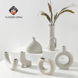 Home Decoration Vase Nordic Style Ceramic Vase And Flower Pot White SSmall Flower Pot Home Decoration Large Medium And Small Vas 210712