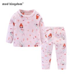 Mudkingdom Little Boys Girls Winter Pajama Sets Dinosaurs Pajamas Coral Velvet Thermal Sleepwear Kids Clothes 210615